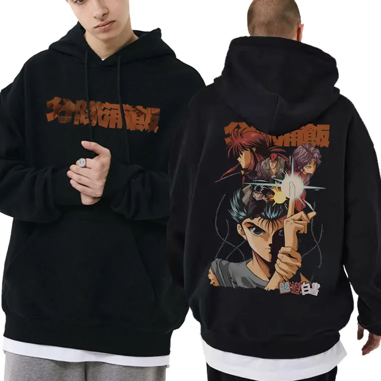 

Anime YuYu Hakusho Yuusuke Urameshi Double Sided Print Hoodie Men Women Manga 90s Vintage Hoody Sweatshirt Unisex Casual Clothes