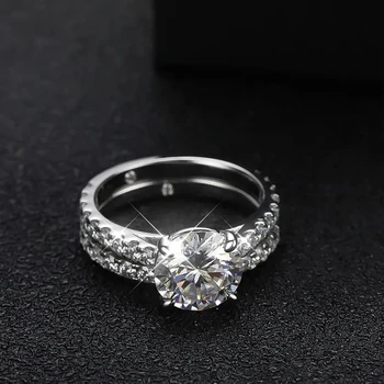 D VVS1 All Moissanite Row Rings Set For Women S925 Sterling Silver Plated 18K White Gold Diamond Ring Wedding Bands Fine Jewelry 2