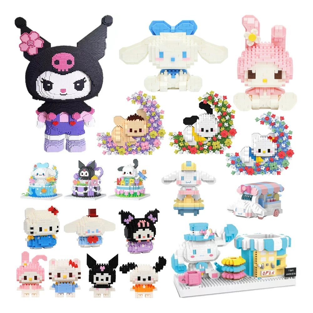 Sanrio-Serie Bausteine Hello Kitty Cinnamoroll für Kinder My Melody Puzzle-Spielzeug Kuromi Geburtstagsgeschenke ‌ Pochacco
