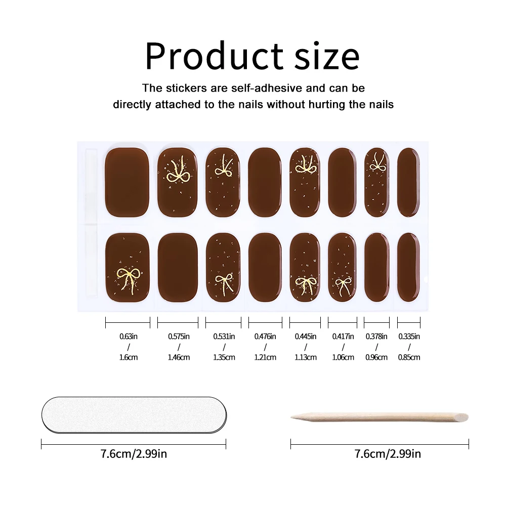 아우라 하츠, 코케트 보우즈, 체리 & 토마토 에스테틱 세미큐어드 젤 네일 스트립스 16팁 제로 메스 네일 스티커 | UV 램프 필요