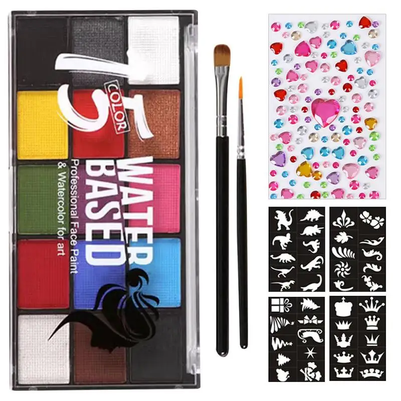 Paint Body Makeup Halloween Face Body Art 15 Colors Painting Kit With Brushes Safe Ingredient For Kid And Adult 3