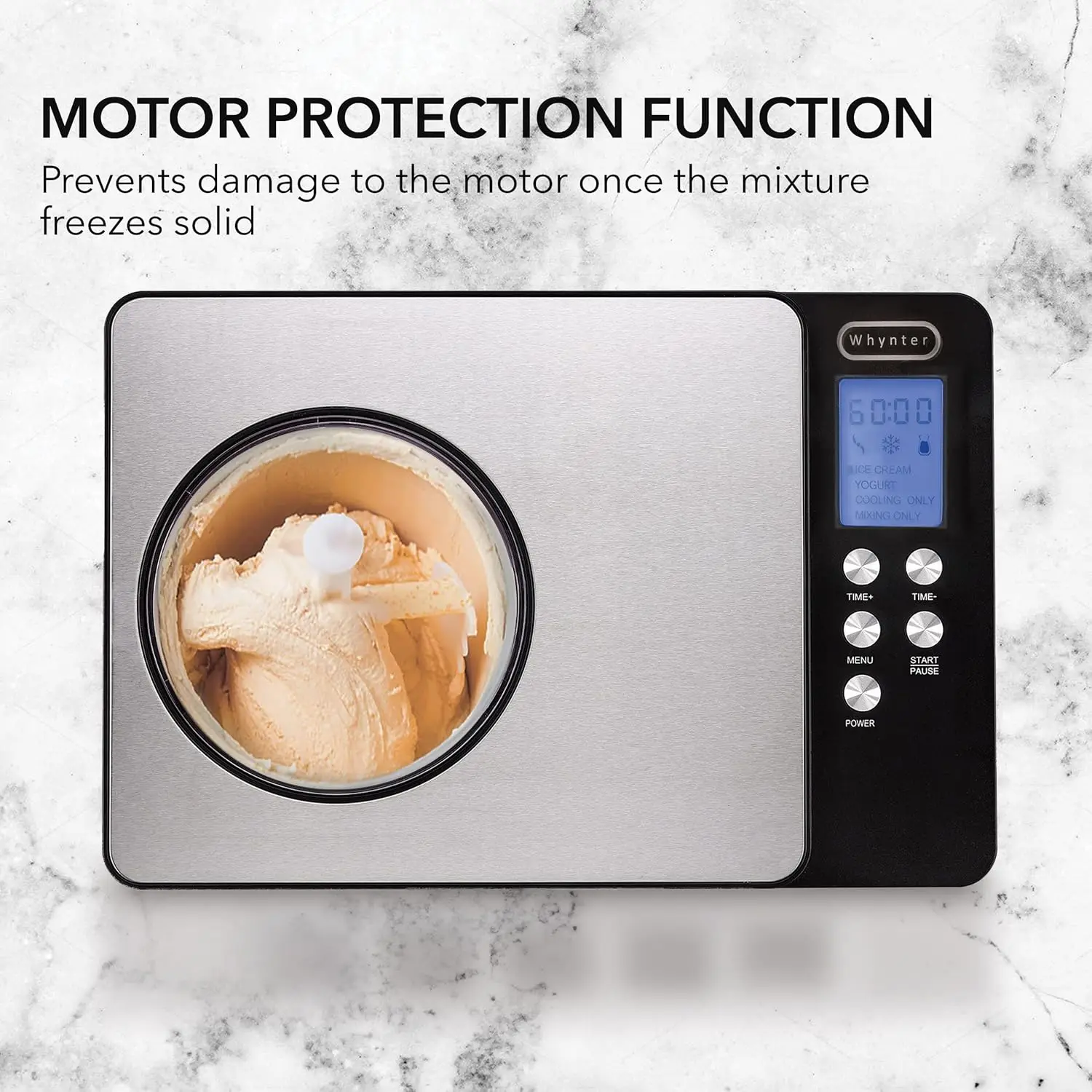 Cream Maker Machine & Yogurt Automatic 2 Qt. with Built-in Compressor, LCD Digital Display & Timer, No Pre-Freezing,
