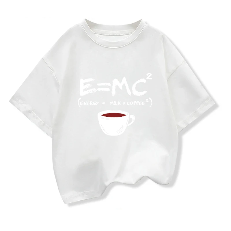 Summer Boys T-shirt Cotton Casual Funny Energy=Milk+Coffee Print Men Cool Loose O-neck Tops For Baby Kids Short Sleeve Male Tees