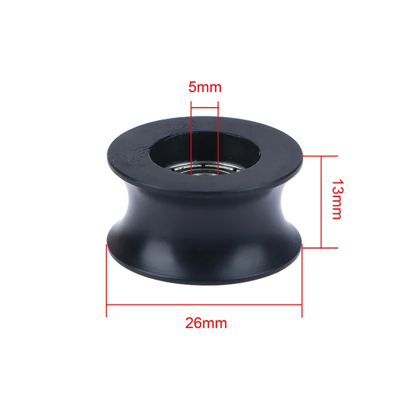Sleek Black 14mm U-Groove Nylon Pulley with Rubber Coating