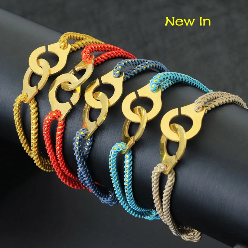 Bracelet Cordon Doré Menottes - Plusieurs couleurs disponibles