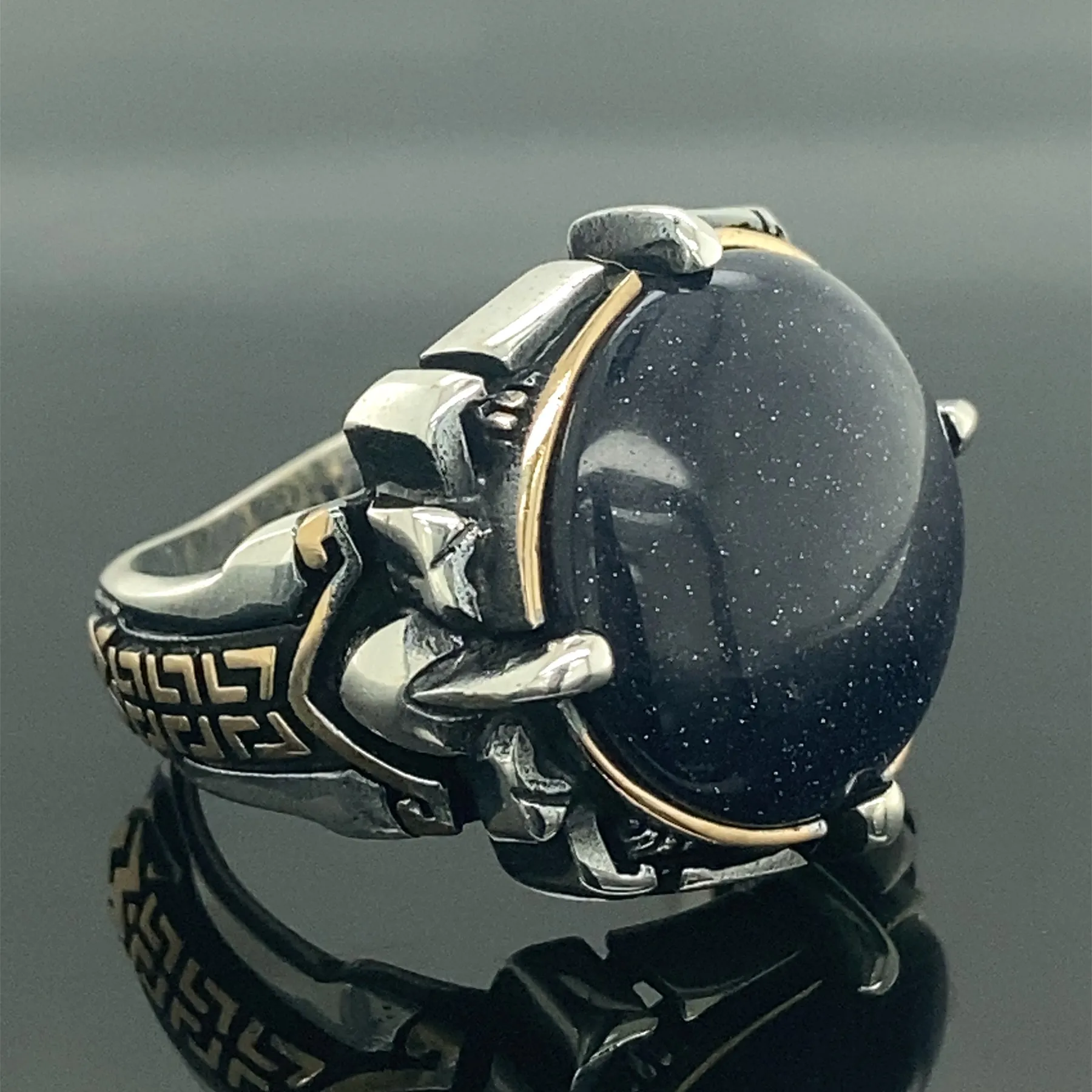 Mens Handmade Ring, Star Stone Ring , Blue Star Stone Ring , Turkish