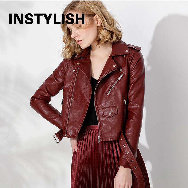 

Autumn Winter PU Leather Jacket Women Long Sleeve Lapel Motorcycle Leather Jacket Cropped Luxury Faux Fur Coat Oversize Outwear