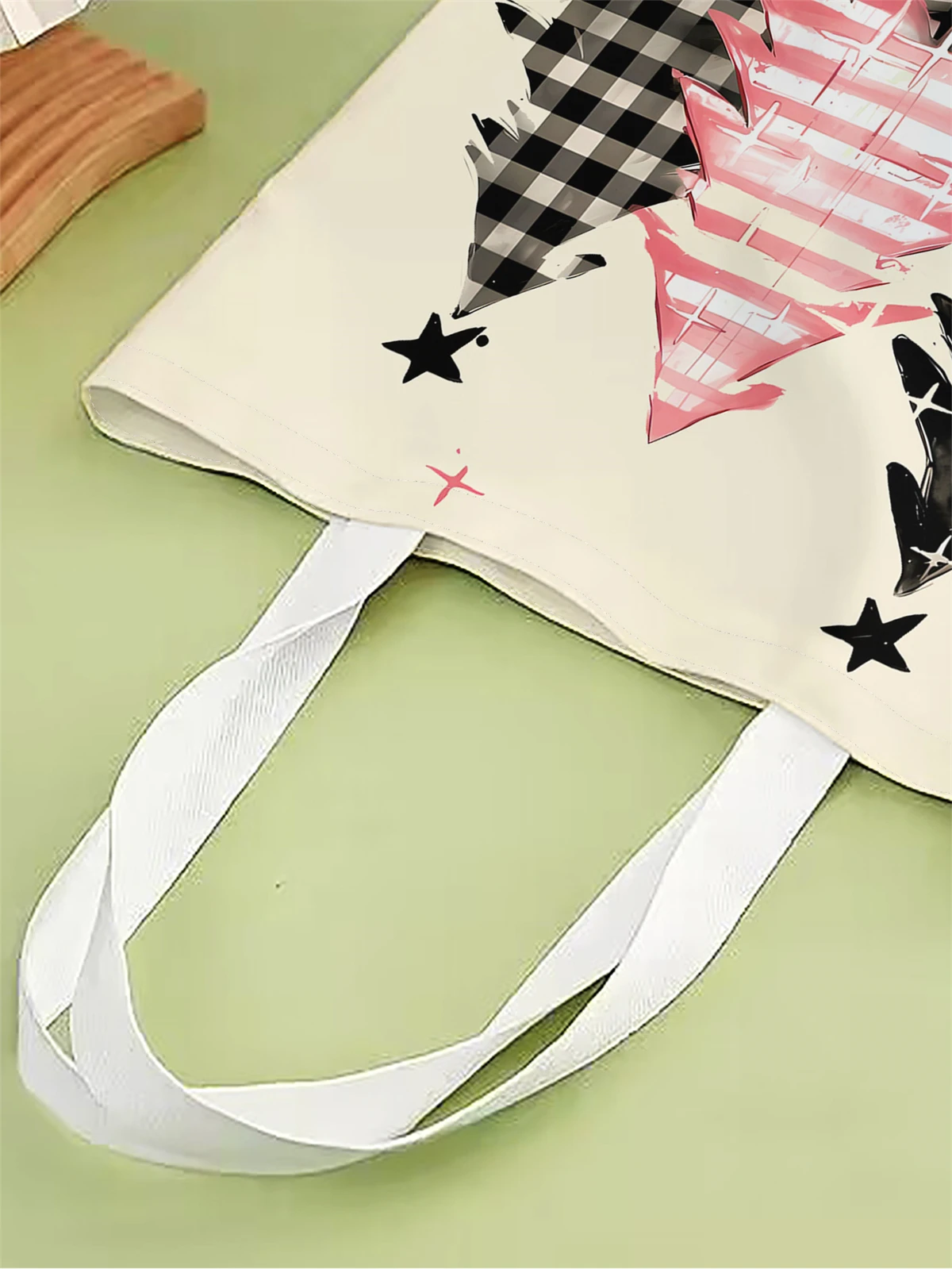 1pc,Christmas pine tree handbag, reusable fashionable handbag, multifunctional handbag, printed canvas shopping bag