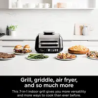 7-in-1 Indoor Grill/Griddle Combo, use Opened or Closed, Air Fry, Dehydrate & More, Pro Power Grate, Flat Top, Crisper, Black 2