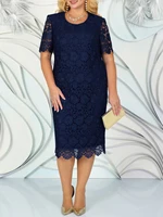 Plus Size Elegant Party Dresses White Woman Summer Embroidery Floral Wedding Guest Slim Pencil Midi Dress Vestidos