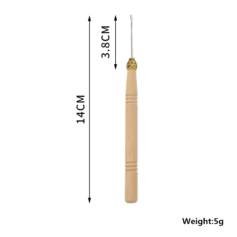 1/2/5PCS Crochet Hooks Hair Extensions Tool Wooden