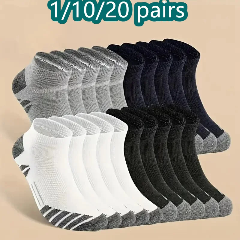Ankle Athletic Running Socks Cushioned Cotton Breathable Low Cut Sports Tab Socks 1/10/20 Pairs For Men And Women