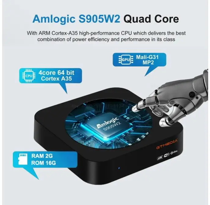 Hot selling GTMEDIA G2 PLUS Smart TV Box Android11 Amlogic 905W2 Quad Core 2.4G WIFI 4K UHD 2GB 16G Media Player Set Top Box