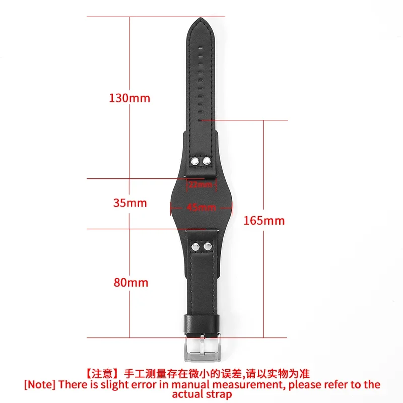 Breathable Skin Friendly Genuine Cowhide Leather Watchband – Waterproof 22mm Strap