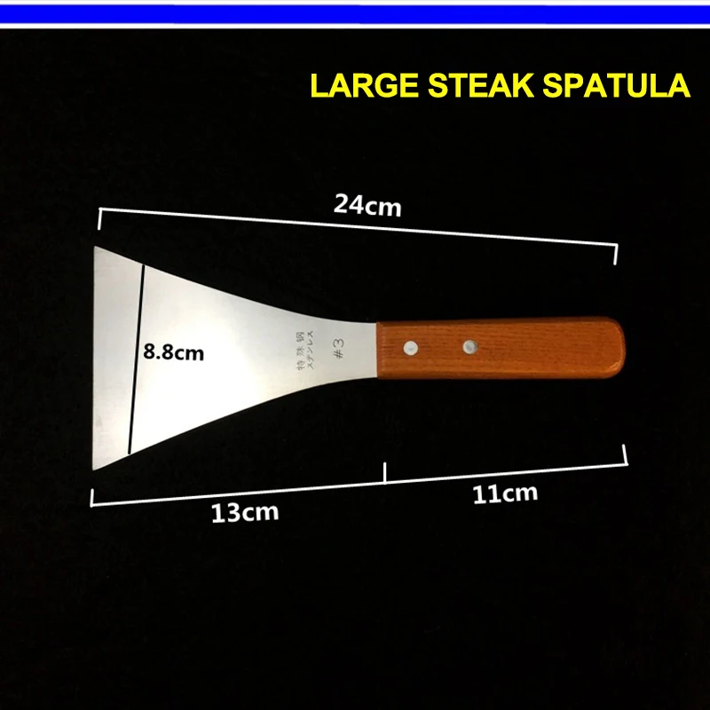 Stainless Steel BBQ Roasting Fork Clamp Shovel, Roast Barbecue Skewers, Wooden Handle, Cooking Spatula, Triangle Steak Tool Sets