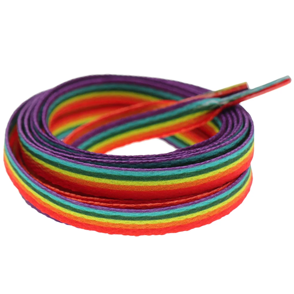 

Rainbow Gradient Laces Shoelaces Versatile Shoes Tie Stylish Fashion Polyester Child Vertical Stripes Shoestring