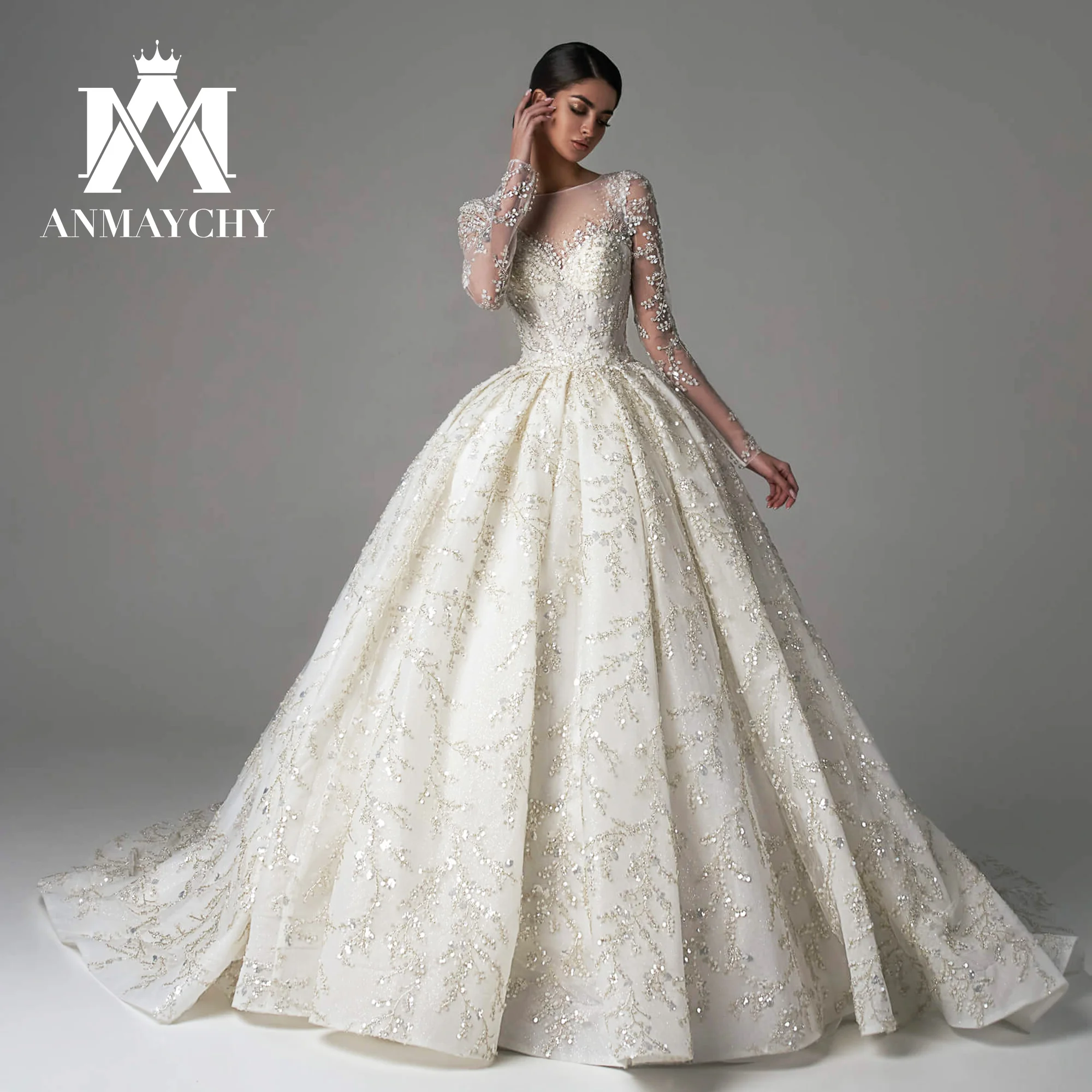 Женское свадебное платье со шлейфом ANMAYCHY