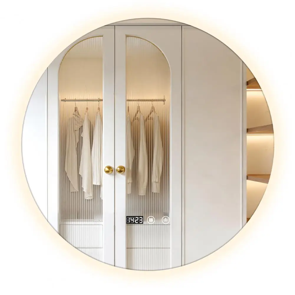 Bathroom Mirror, Auto-Off Anti-Fog Round Backlit Bathroom Mirror With Lights, 3 Color Changing Memory Function LED Smart Mirror