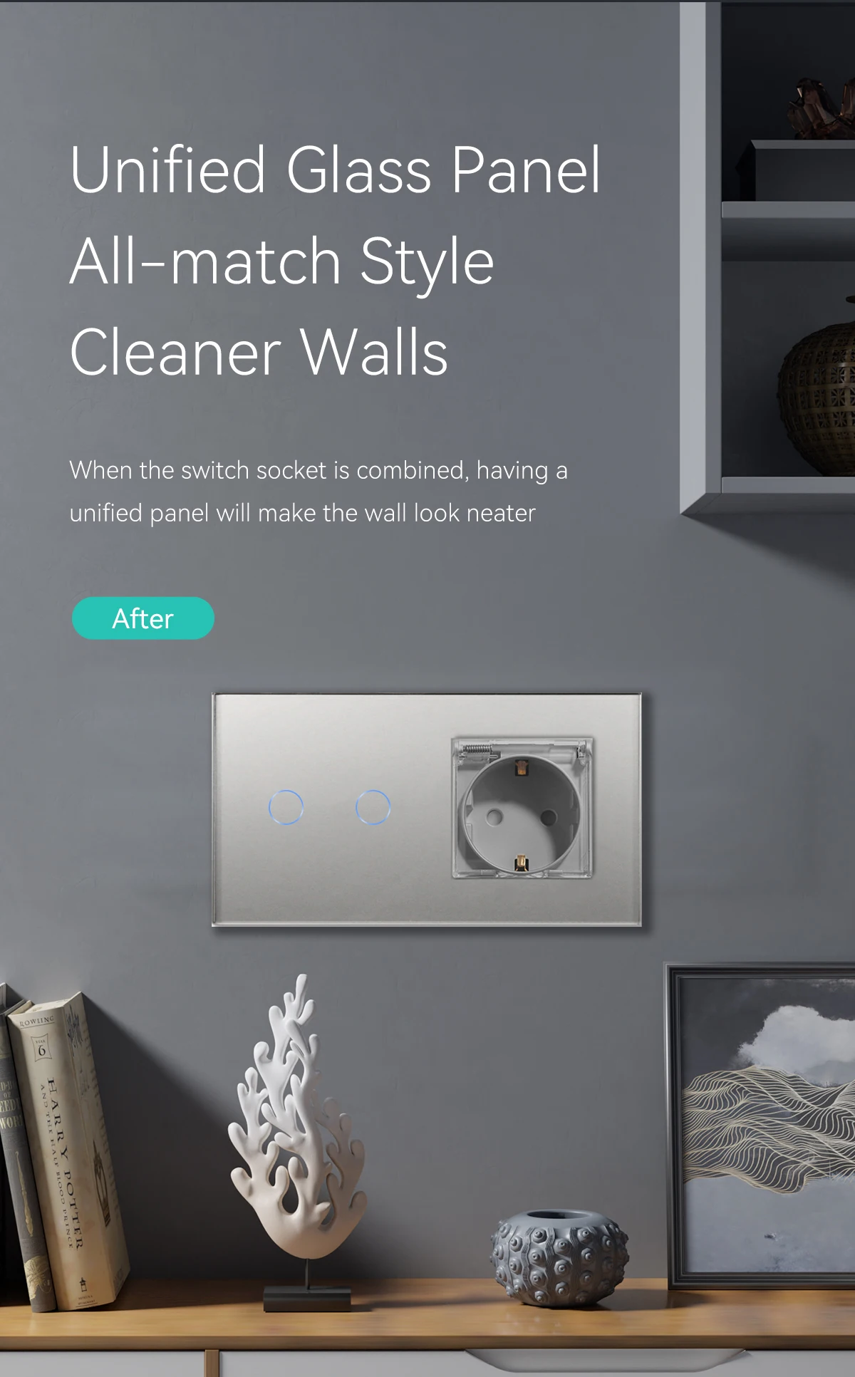 Touch Switch 1/2/3Gang 1Way Bathroon Wall Socket with Cover Wall Light Switches