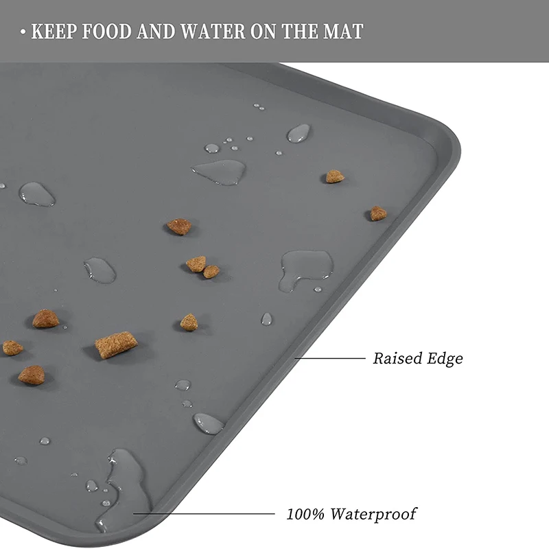 CDDMPET Silicone Pet Food Mat Dog Cat Bowl Mat Non-Stick Fountain Tray Easy Washing