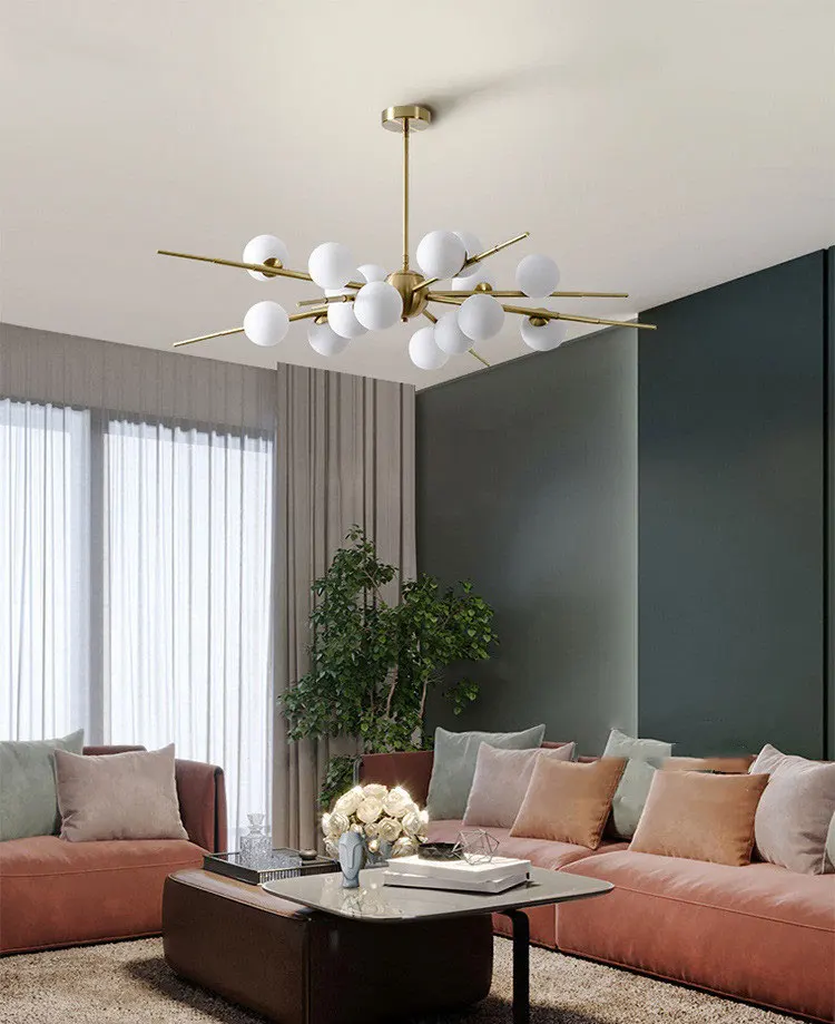 Description Picture 2 of itemNordic LED Glass Ball Chandeliers Home Decor Indoor Pendant Lights Hanging Light For Living Dining Room Ceiling Mounted Lustre