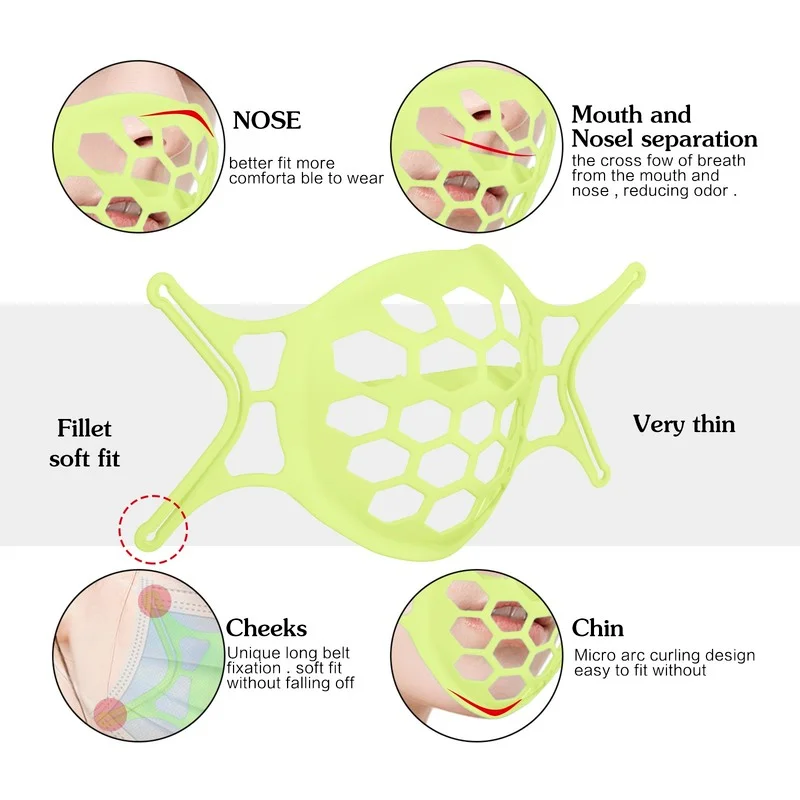 5/10pcs 새로운 3D 입 마스크 지원 호흡 보조 도움말 마스크 내부 쿠션 브래킷 실리콘 마스크 홀더 성인 통기성 밸브