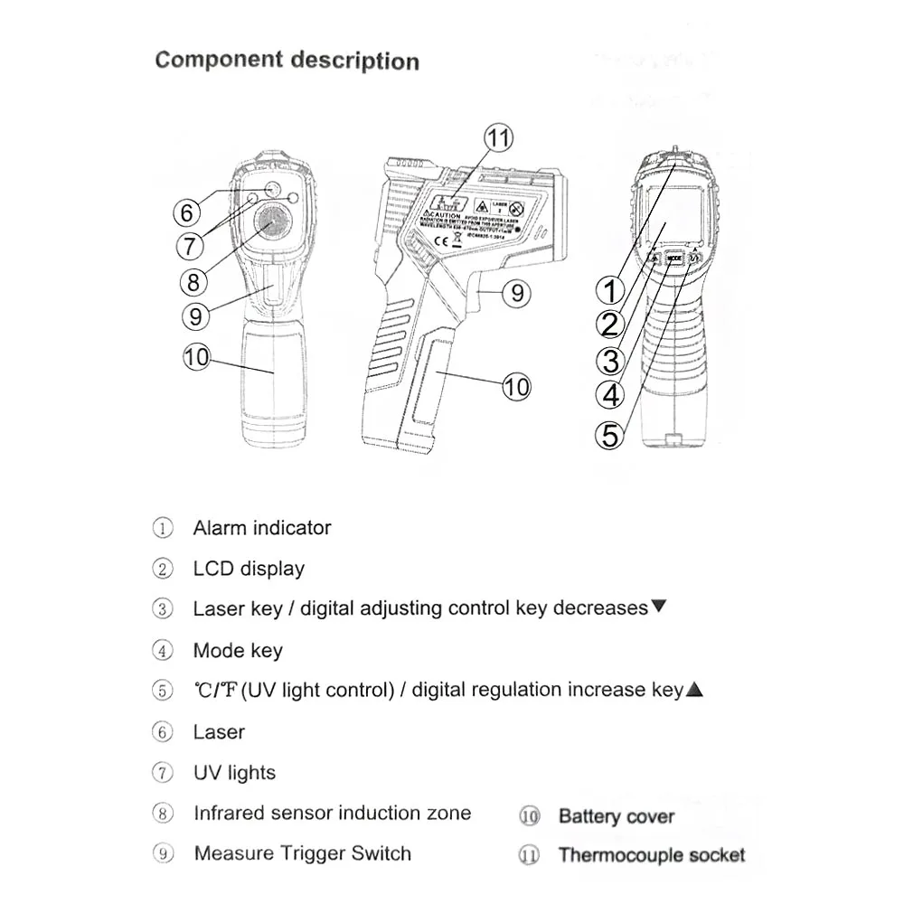 Infrared Thermometer HABOTEST HT651D Non Contact -50 to 550 Degree Detector Laser Tester Meter Hand Tool