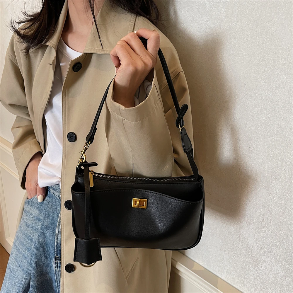 Luxury Women's Shoulder Bag With Dual Straps And Locker Closure_voghion.com