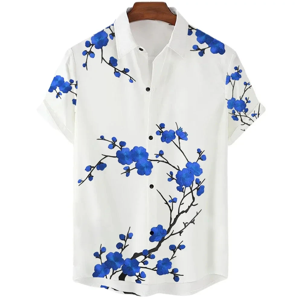 Japanese Aesthetic Cherry Blossom 3D Printed Men Shirt Man/Women Casual Fashion Short Sleeves Shirts Oversized Unisex Clothing 4