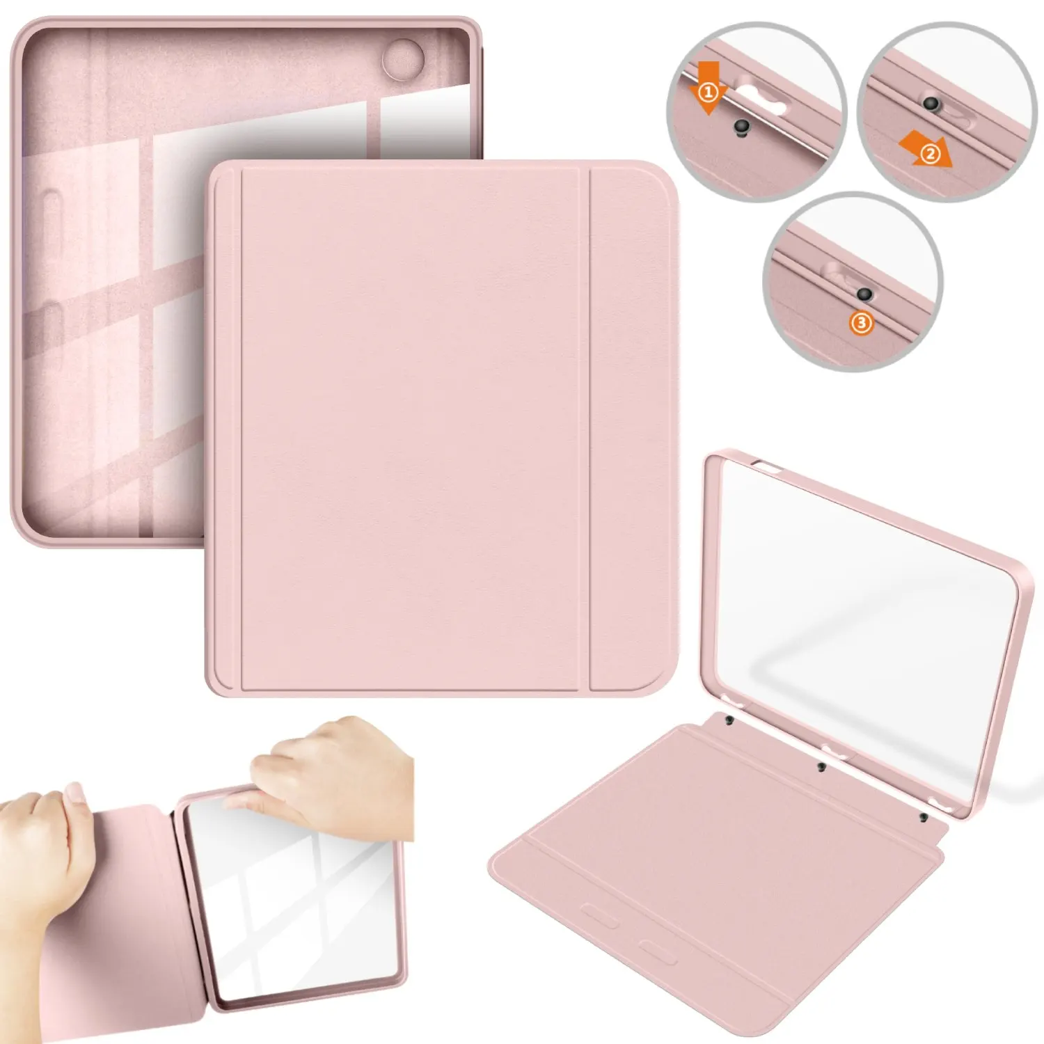 7 Detachable 2-in-1 Clear Acrylic and PU Leather E-Reader Case