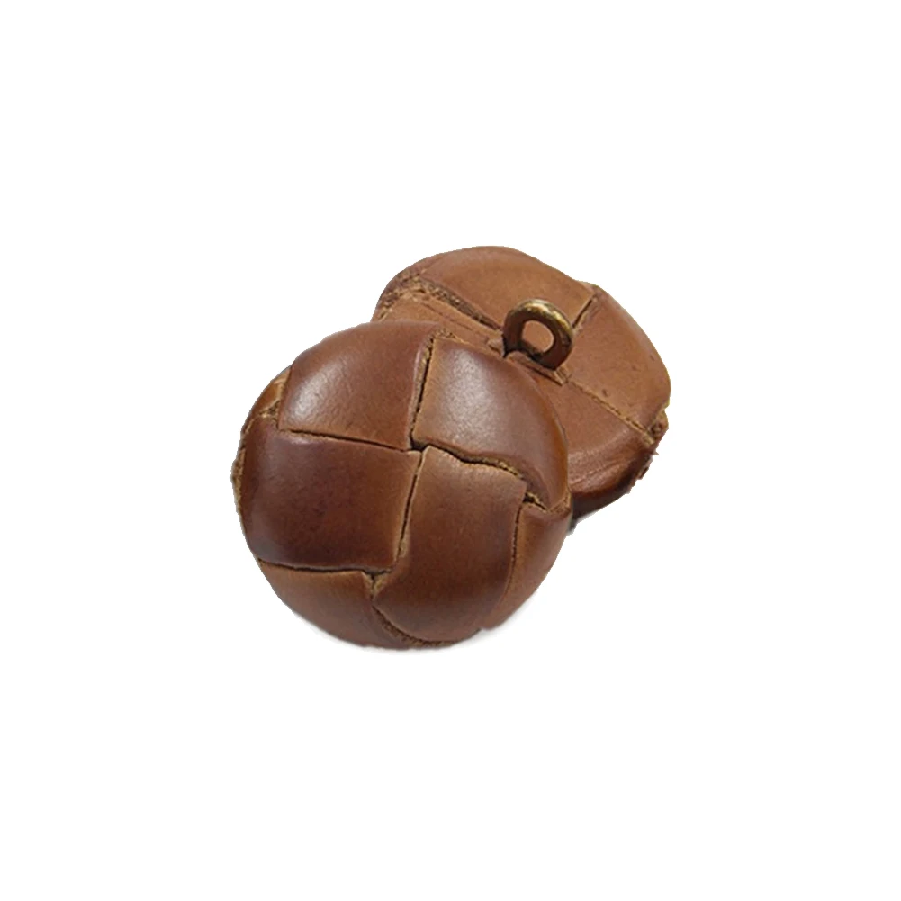 Description Picture 4 of item2PC Handmade Weave Brown Football Chocolate Shape Genuine Leather Jeans Shank Buttons Retro Suit Cufflinks Sewing Crafts Decor