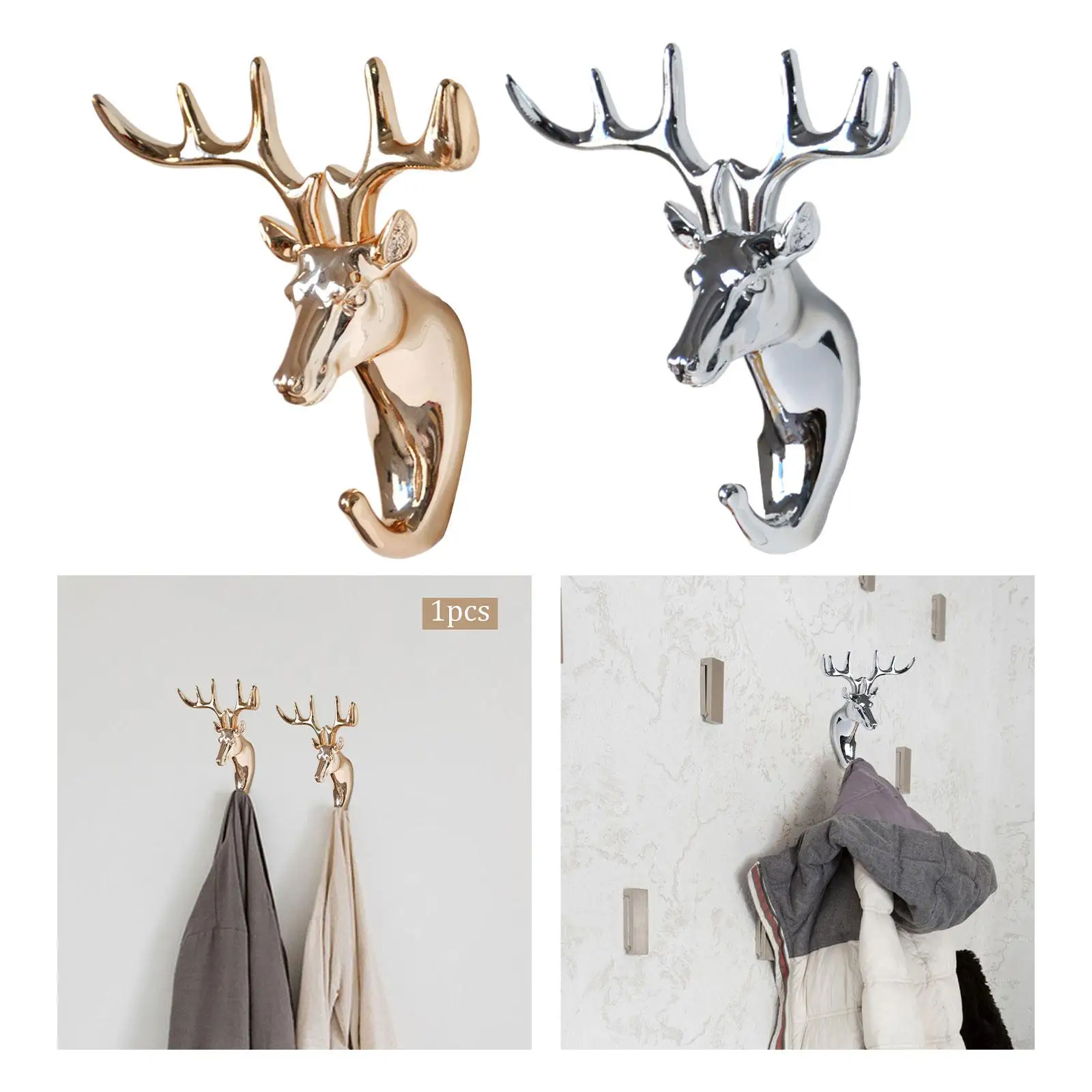 Animal Reindeer Head Wall Mount Rack Multipurpose Scarf Bag Holder Jewelry Key Hanger Robes Coat Rack for Kitchen Accessory