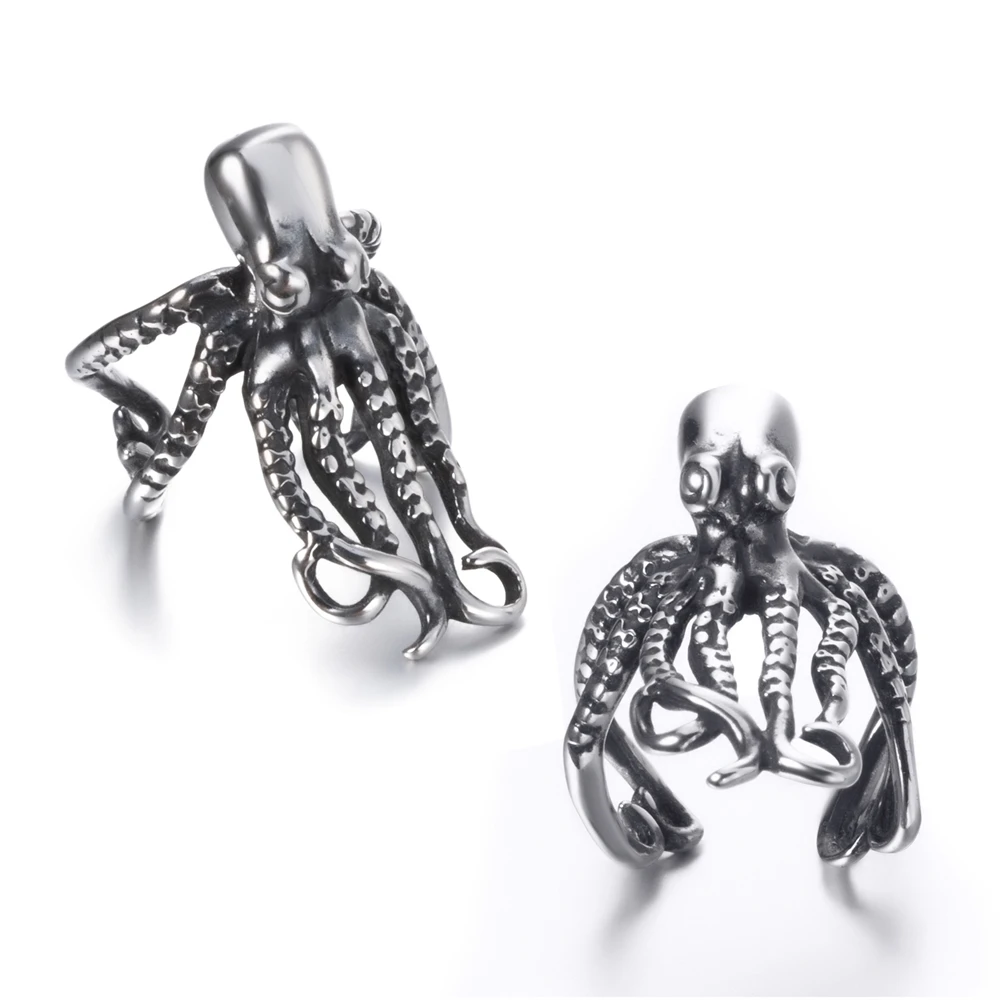 Elfasio Ear cuff Earrings Octopus Stainless Steel Lobe Helix Cartilage Clip Earring for Men Women Non Piercing