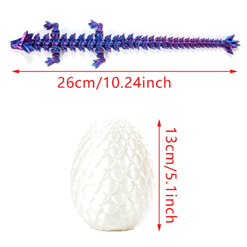 Dragon and Dragon Egg Set, 3D Crystal Dragon Fidget Toy for Autism