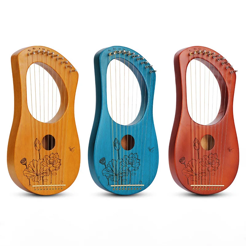 Harp 10 16 19 Strings Harp Lyre Piano 19 Strings Lyre Full Veneer Solid Wood Mahogany Musical Instrument