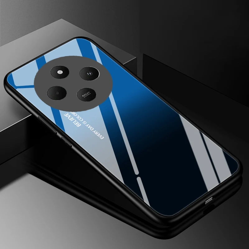 Durable Tempered Glass Phone Case with Hard Back Bumper