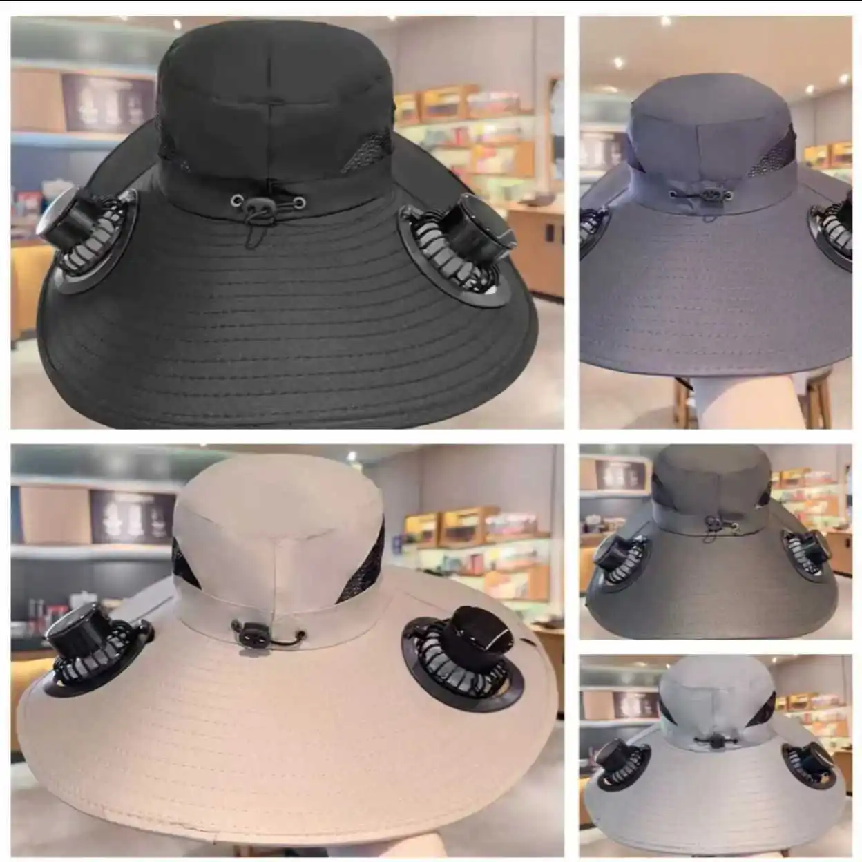 Multifunction Double Fan Solar Hat UV Protection Breathable Fisherman Cap Summer Outdoor Rechargeable Fan Suitable for fishing