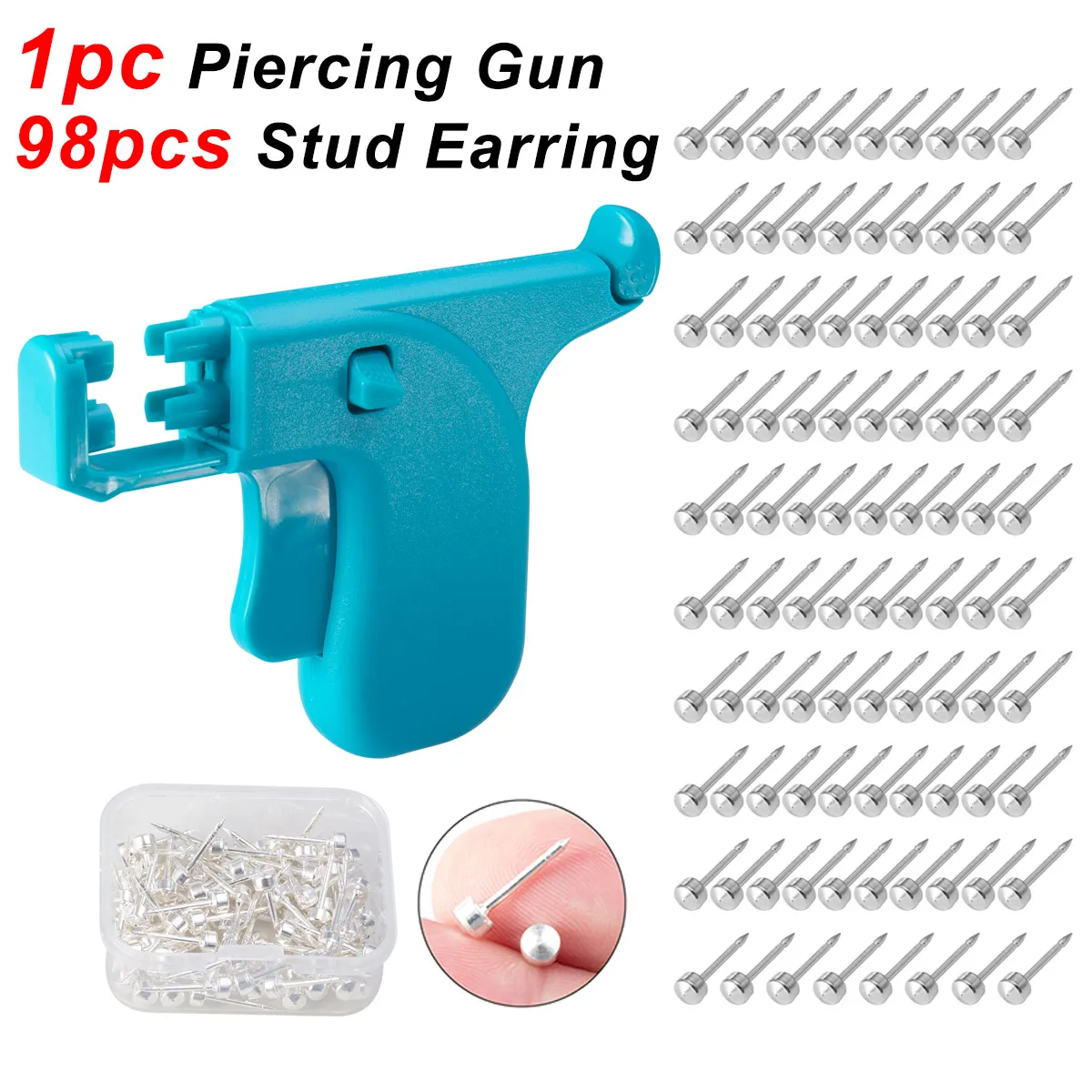 Kit D'outils De Piercing D'oreille, Pistolet à Périsser, 98 Pièces, Oreilles, Nez, Nombril, Lèvre, Perceuse, En Acier Inoxydable, Pour Salon, Maison