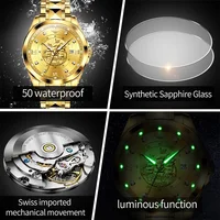 OUPINKE montres pour hommes haut de gamme importation suisse montre-bracelet mécanique automatique véritable or modèle de voilier montre de luxe pour hommes 3302 6