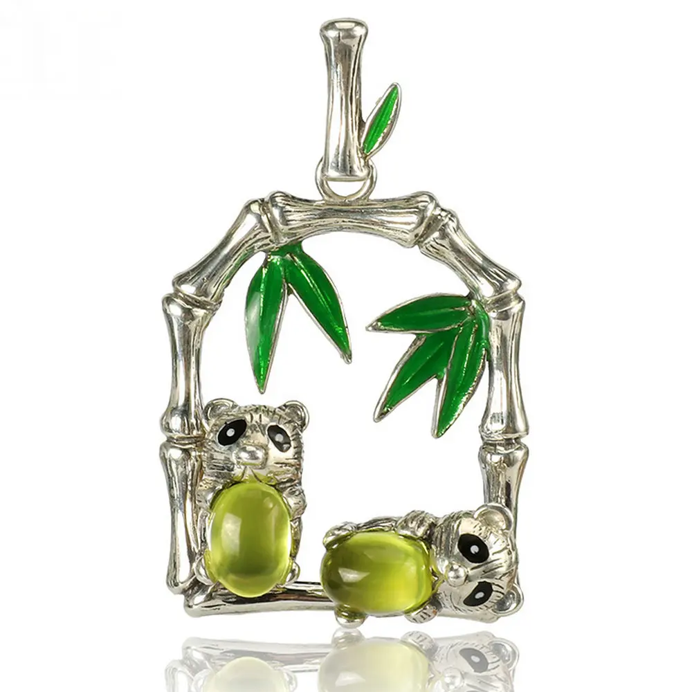 

Natural Prehnite 925 Silver Gemstone Pendant Women Animal Panda Shape Fashion Trendy Panda Shape Shape Fashion Gemstone Jewelry