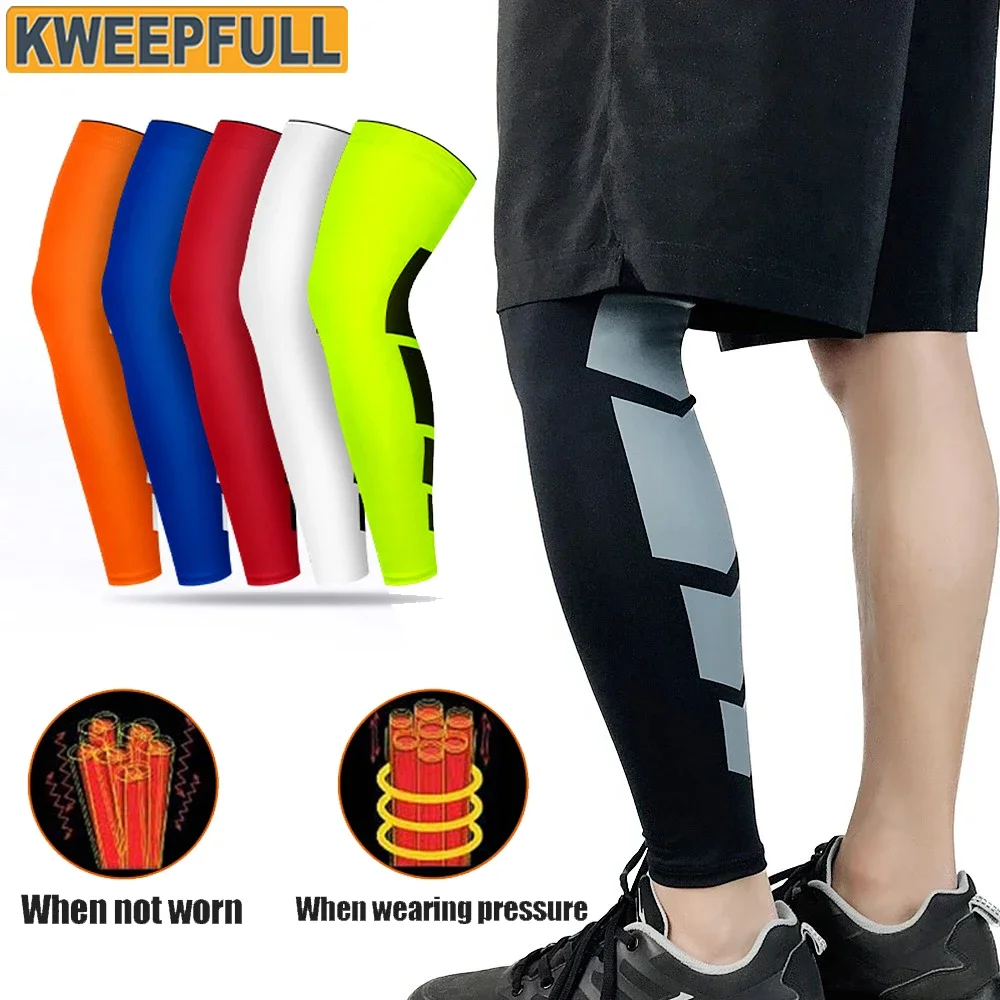 

1Pcs Sports Full Long Leg Compression Knee Sleeves UV Protect Thigh Calf for Men Women Running Football Basketball Cycling