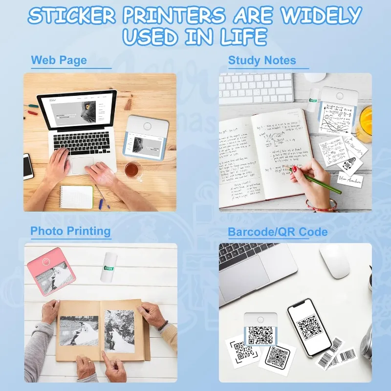 White Self-Adhesive Thermal Printer Paper, Glossy Printable Sticker Paper For Mini Sticker Printer, 57mm x 3.5m，Halloween Decro