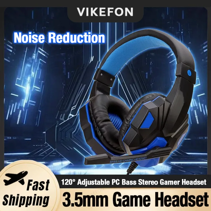 Gamer Headset 3.5mm Wired Gaming Headphones With Microphone 120&deg; Adjustable PC Bass Stereo For PS4 PS5 Xbox Smartphone Laptop