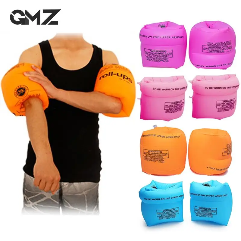 

1 Pair Inflatable Swimming Ring Arm Tube Lovely Inflatable Swim Rollup Arm Bands Rings Floats Tube Armlets For Kids Adult