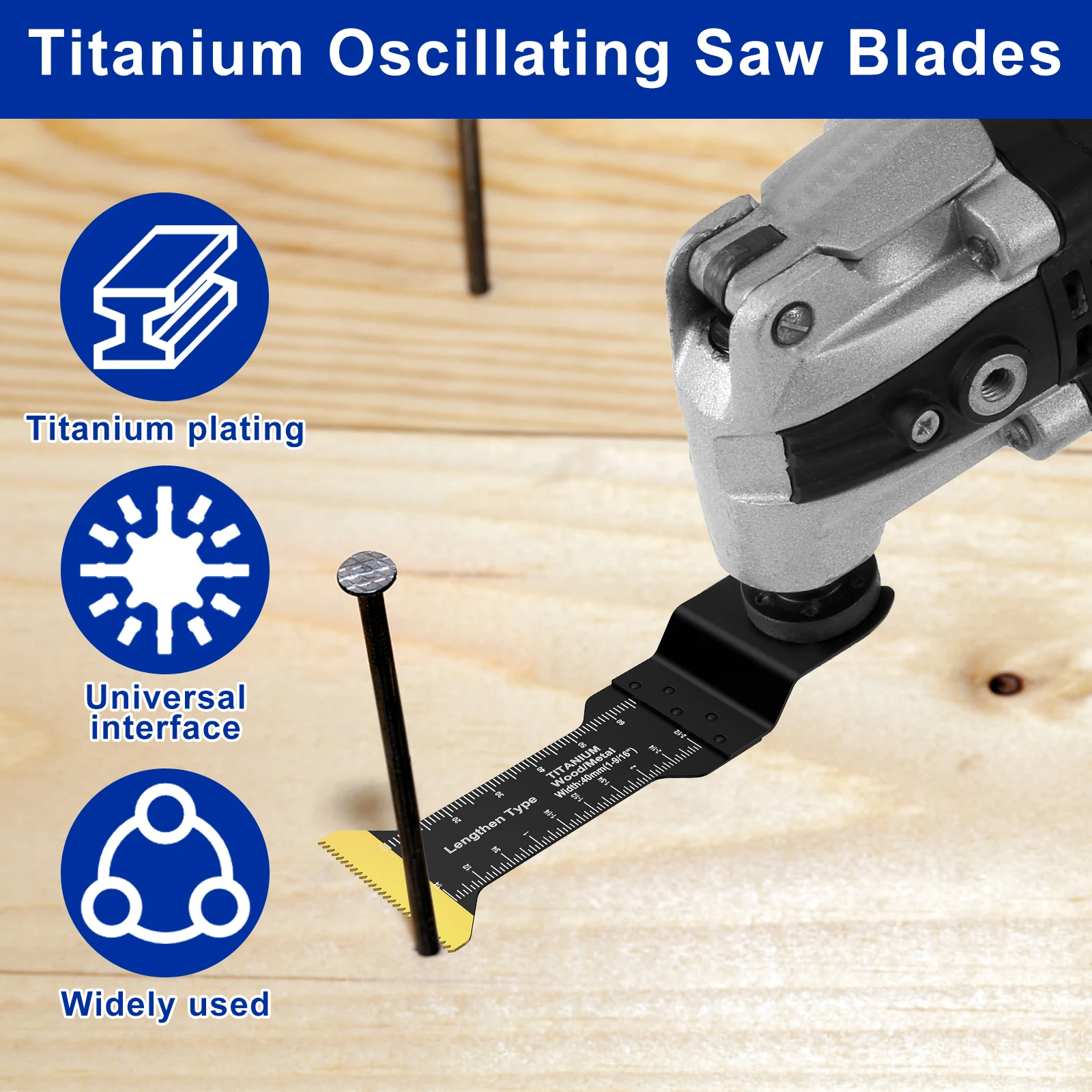 3/5Pcs Oscillating Saw Blades Titanium Multitool Blades for Wood Plastics Metal Quick Release Multi Tool Saw Blade Cutting Tools