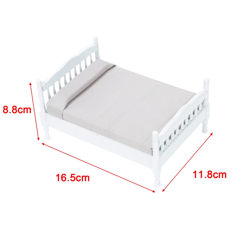 1:12 Dollhouse Miniature Bed White European Single Bed With Drawer Bedroom Furniture Model Decor Toy Doll House Accessories