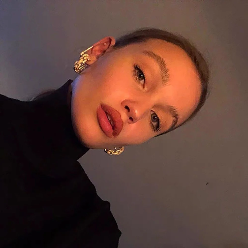 Luxury Punk Trend Zircon Links Hoop Earrings Women Cuban Chain Statement Party Banquet Dubai Africa Jewelry Brincos aretes Aros