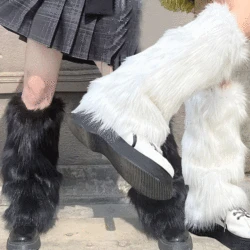 Faux Fur Foot Warmers Kawaii Girls' Socks Fashion Plush Legging Sexy Women's Pile Up Socks Autumn Winter Cold Resistant Socks