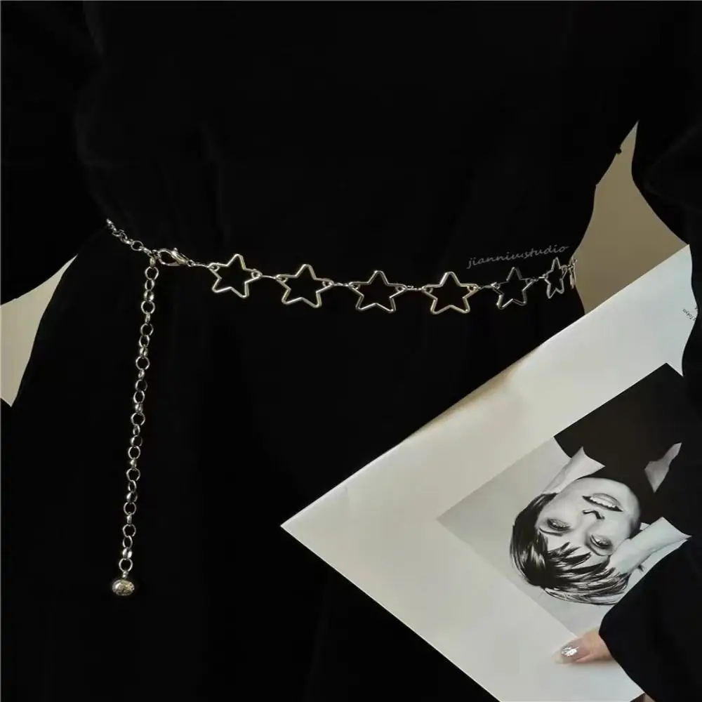 Punk Style Metal Waist Belts Retro Decorative Hollow Out Stars Dress Waist Chain Clothing Accessories Chain Belt