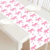 Pink Bow Polyester Table Runner Wedding Birthday Party Decoration Kids Girl Baby Shower Party Supplies Dining Table Cloth Cover 4